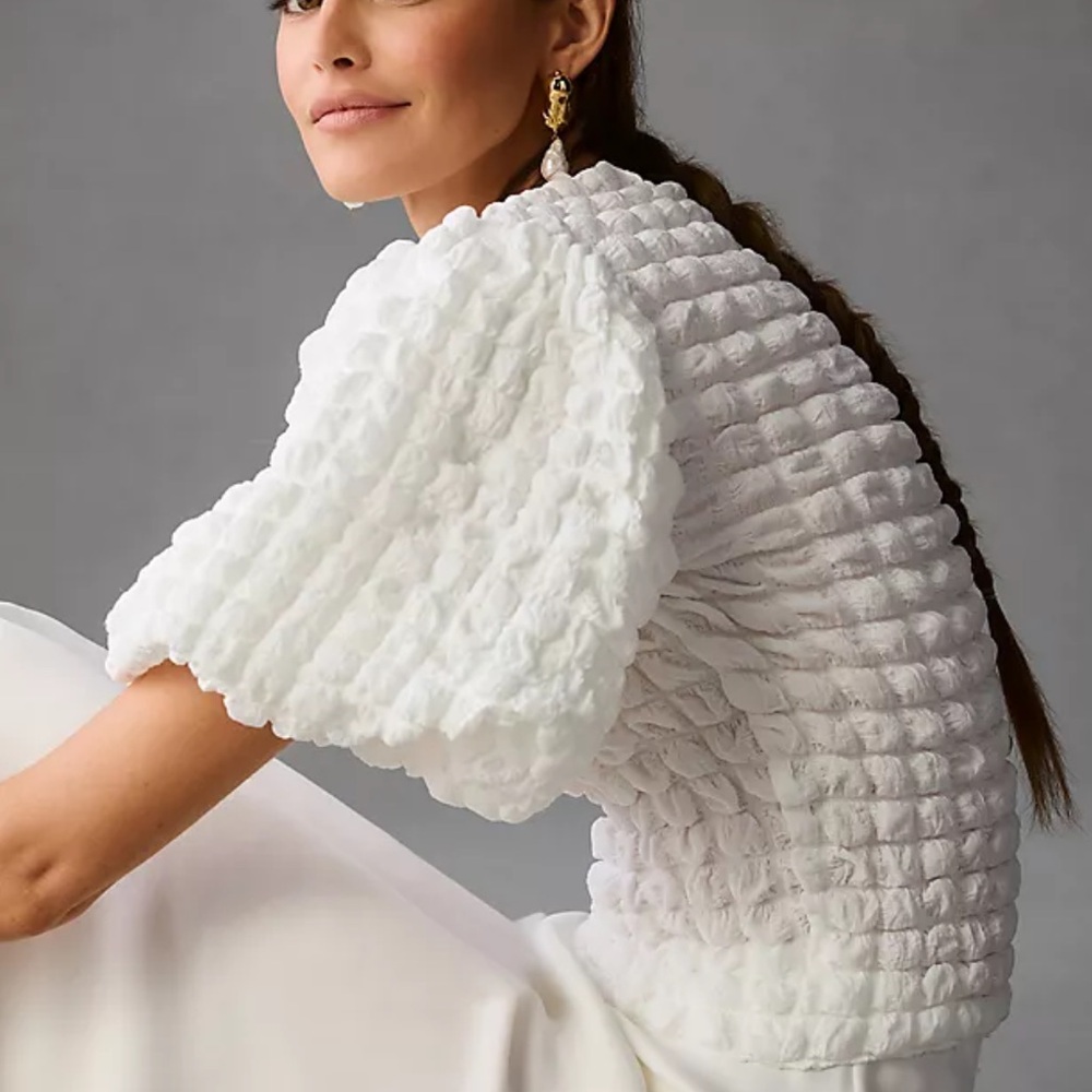 Anthropogie Eri + Ali Textured Puff-Sleeve Top - Picture 4 of 10